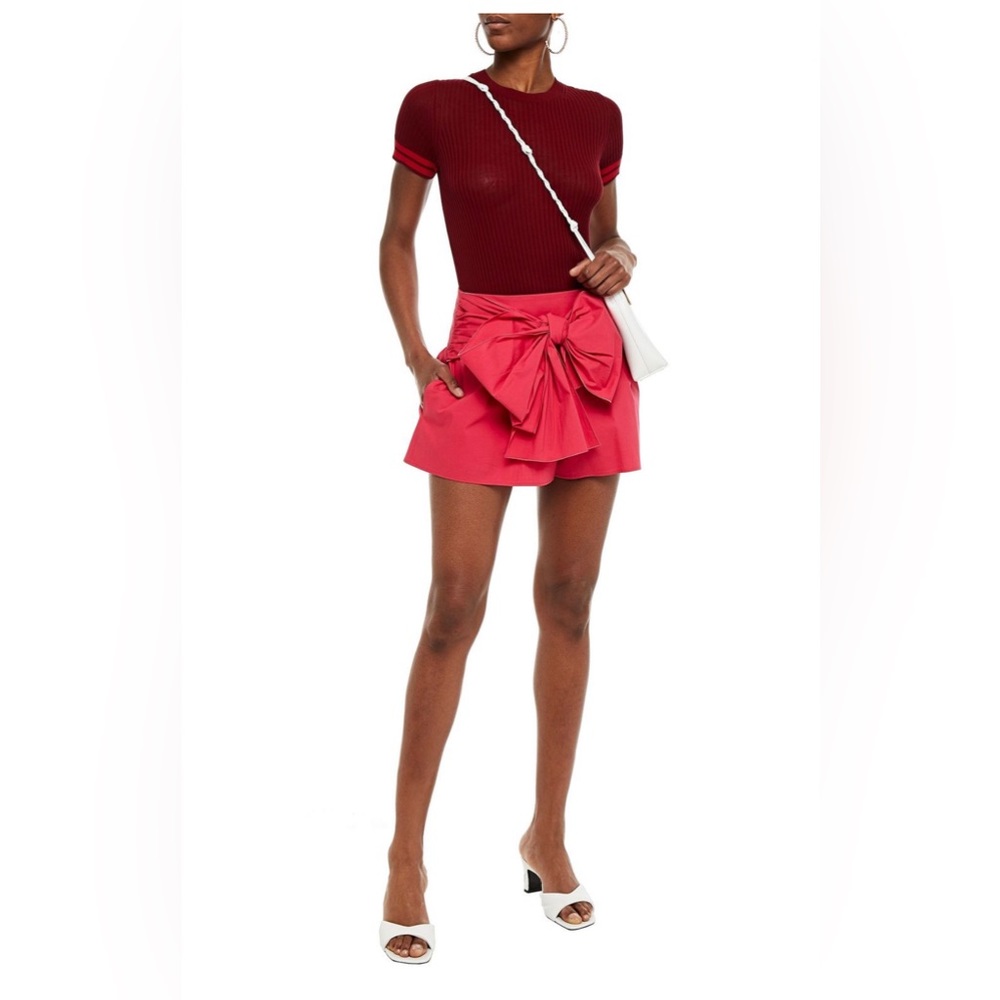 NWT RED VALENTINO Bow-Embellished Cotton Shorts, Size 36/38 (US 0, 2) $254